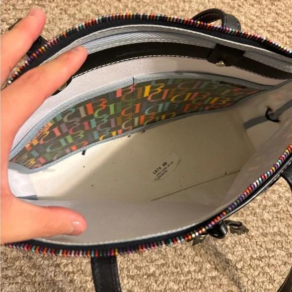 Y2K Girly Rainbow All Over Print Dooney and Bourke Shoulder Bag Genuine Leather - Picture 9 of 16